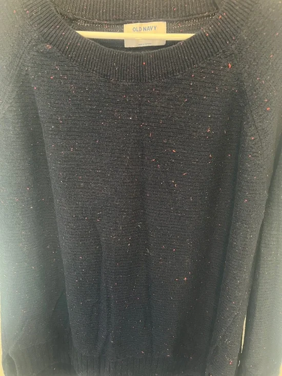 Old Navy Navy Crewneck Sweater with Subtle Multicolored Flecks - Picture 3 of 3